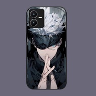 DJ-48 The spell returns to Gojo Satoru Casing GLASS soft frame black VIVO iQOO Z6 Y35 Y22S Y28 Y75 Y