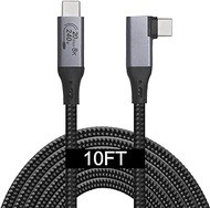 VEBNER 10-Foot USB4 Cable Compatible with Thunderbolt 3, Thunderbolt 4 and USB-C - Supports 8K HD Display, 20gbps Data Transfer, 240W Charging - 90-Degree Right Angle USB-C