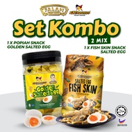 NZC-COMBO MIX 2- SNACK FISH SKIN 1 BOTTLE & SNACK POPIAH 1 BOTTLE BERPERISA GOLDEN SALTED EGGS