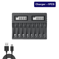 PUANTES AA/AAA 1.5V-USB 8 Slot LCD Fast Charger Matched with 1.5V AA/AAA lithium battery rechargeabl