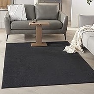 Nourison Essentials Solid Contemporary Black 6' X 9' Area Rug , 6' X 9'