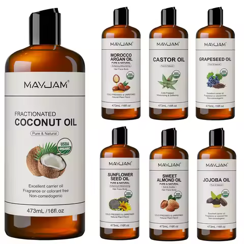 USDA Organic Coconut Oil for Skin Face Hair Cold-Pressed Sweet Almond Moroccan Argan Sunflower Seed 