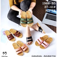 [CODE Barang 719DGR] Jelly Rheumatic Slippers For Women Ban 2 Connect Snake Motif Embossed [Sale] Cool Casual Elegant Import (Earloop)/Size 37-41 (1968-B5) [202]