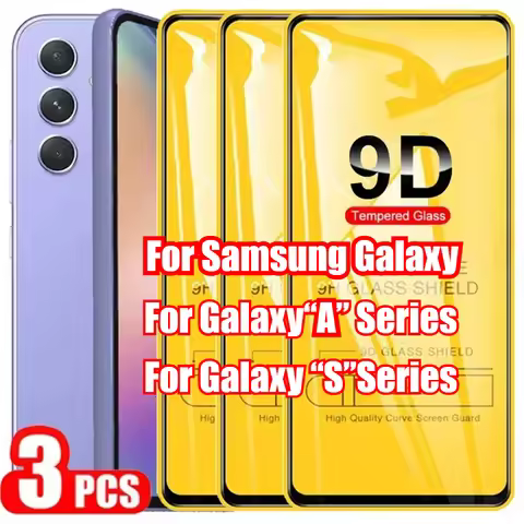 9D Tempered Glass for Samsung Galaxy S25 Ultra Plus FE S24 S23 S22 S21 S20 Ultra Series A56 A55 A54 