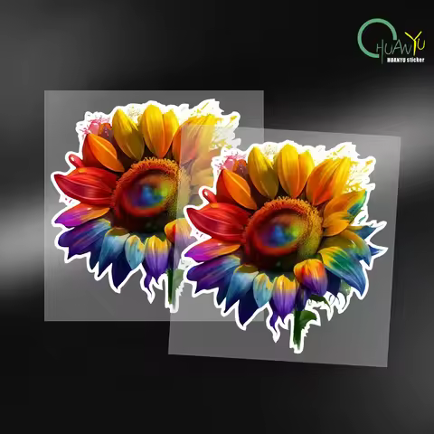 Colorful Sunflower Sticker, Suitable For Cars, Laptop Sticker, Cartoon Irregular Self-adhesive Stick