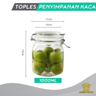 Bright Crown Toples Kaca Penyimpanan Kedap Udara |Toples Makanan Bening500ml 750ml 1000ml Anti Karat