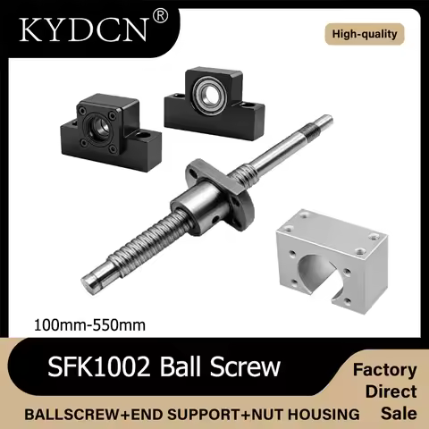 SFK1002 Ball Screw Set 10mm Ball Screw+Nut Housing+End Support EKEF8 FK8FF6 100mm-550mm CNC Roller B