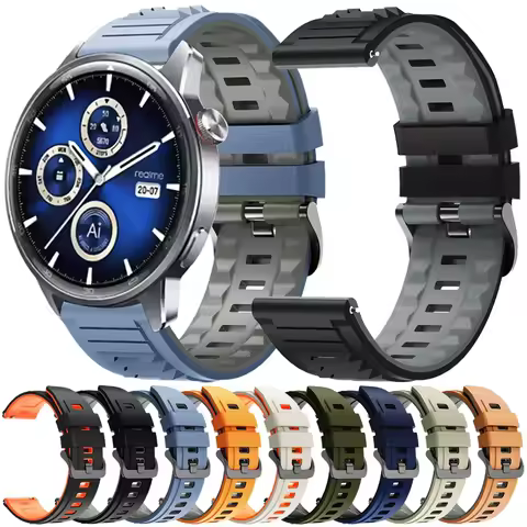22mm Sports Silicone Strap for Realme Watch 3 2 S Pro S2 Smart Watches Band for Xiaomi Redmi Watch 5