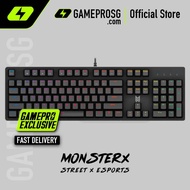 MonsterX MINOTAUR Gaming Keyboard — Ergonomic - Blue Clicky Switches - Hyper RGB