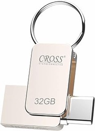 CROSS Type-C OTG PENDRIVE,Premium Metal Body with USB 3.0 Technology, 180 Mbps HIGH Speed Data Transfer,16/32/64 128/256 (GB) Compatible with Smartphones, LAPTOPS, TV'S, Gaming Console ETC. (32 GB)