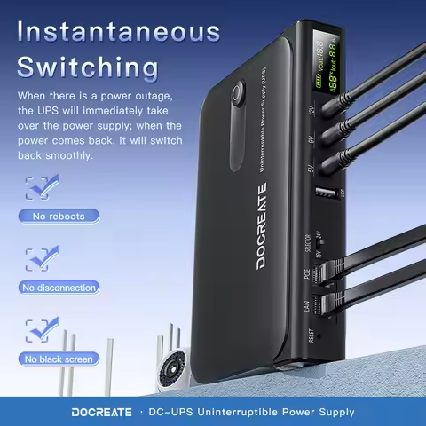 Mini UPS Battery Backup Without Battery UPS Backup Battery Power Supply Supports 5V/9V/12V for Route