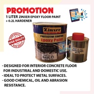 1 Liter ZINXER Heavy Duty Ceramic Tiles Cement Epoxy Protection Floor Flooring Paint / Cat Epoxy Lantai