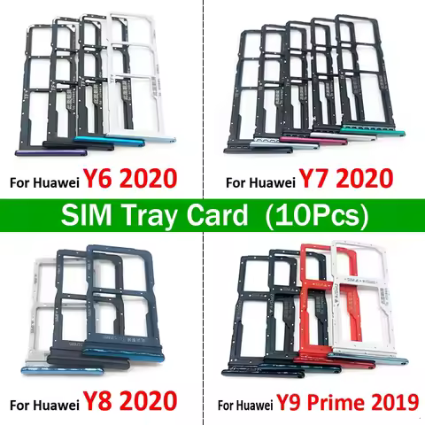 10Pcs/Lot, New For Huawei Y6 Y7P Y8P 2020 Y9 Prime 2019 SIM Card Tray Slot Holder Repairing Parts