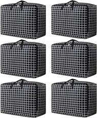 Yolispa Storage Bag Large Pack of 6 105L Storage Bags Moving Boxes Underbed Storage Box with Zip Han