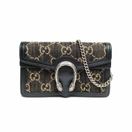 GUCCI Dionysus酒神超Mini16.5老花牛仔布銀扣肩背包