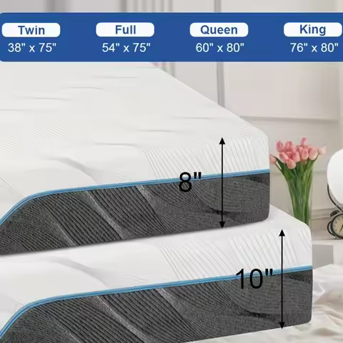 Queen Size 8/10 Inch Medium Firm - Extra Firm Dual Sides Flippable Mattress Back Pain Relief Home Be