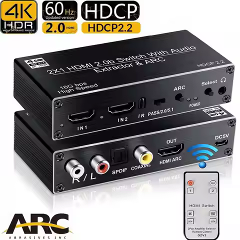 3 / 2 port HDMI 2.0 audio extractor for PS5 4K 60Hz 5.1Ch HDMI2.0b HDMI ARC Switch with audio toslin