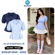 Bigsize babydoll shirt 55kg-90kg flared short-sleeved shirt style AT470 2KJeans fashion