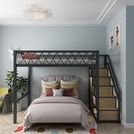 Space-saving elevated bed apartment loft loft duplex wrought iron bed and empty combination single upper double bed simple