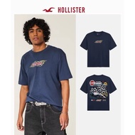 Hollister F1 Racing Print Men's Short Sleeve 100% Cotton Men's Large Size Modified Car Lovers Casual