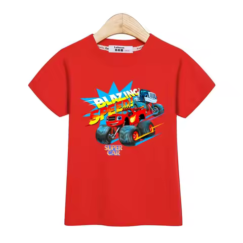 3-13T Baby Boys Monster Truck T-shirt Children Short Sleeved Cotton Clothing Summer Cartoon Shirt