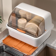 Thickened Tableware Storage Box Household Kitchen with Lid Plastic Cupboard Cupboard Drain Rack Dishes Tableware Storage Box
