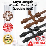 KAYU Double Bracket Wood Curtain Rod Wooden Curtain Rod/Wood Curtain Rod 28mm 4ft - 10ft