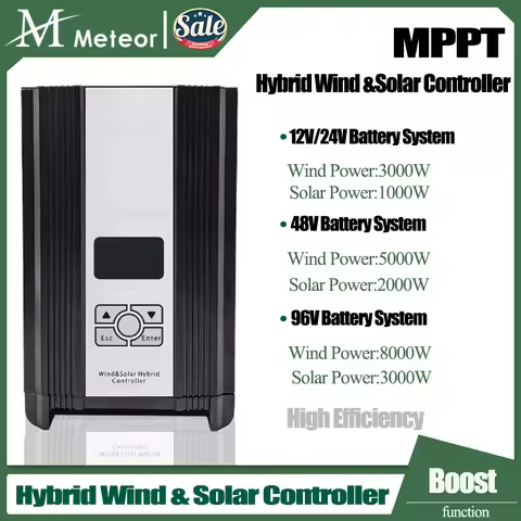 Fast Delivery Wind And Solar Hybrid System 5KW 8KW 10KW 12V-48V Powerful Controller Boost Charge Wit