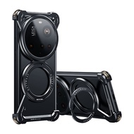 Oatsbasf เคสโทรศัพท์โลหะสําหรับ Xiaomi 15 14 Ultra/Pro พร้อมขาตั้ง 360 °   กันกระแทกแม่เหล็กหมุนได้ส