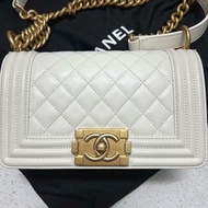 99%新 boy CHANEL small white 白色 魚子醬 香奈兒包包