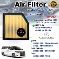 Toyota Air Filter Vellfire 2.5 Alphard 2.5 AGH30 GGH30 Lexus Filter GRX130 Mark x GS250 IS300 GS200T