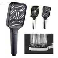 High Pressure Water Saving Shower Head 3 Modes Black ABS Plastic Chrome Handset