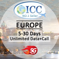 ICC Europe 5-30 Days Unlimited Data + Call SIM Card/Europe EU-B plan/Europe SIM CARD/Europe data Car