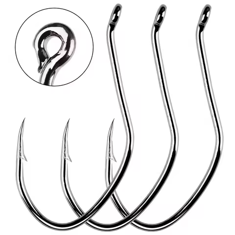 100pcs Barbed Catfish Fishing Hook Carp Fishing Hook Circle Fishhook Crank Jig Hook Fishing Tackle A
