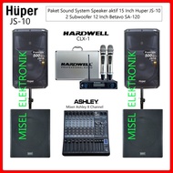 Paket Sound System Outdoor Speaker Aktif 15 Inch Huper JS 10 Subwoofer Betavo