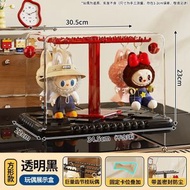（方形支架 款-透明黑）盲盒防塵展示櫃 泡泡瑪特手辦公仔玩具亞克力透明收納展示架