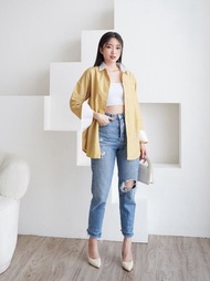 ALOHA Kyoko Candy Stripe Shirt Atasan Top Kemeja Wanita Katun Stripe Salur Premium 2106