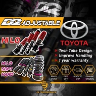 D2 Hi Low High Low Body Shift Adjustable Absorber Toyota Sienta Coilover High Low Soft Hard Hi Lo