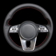 DIY Artificial leather Suede Carbon Fiber Customized Hand-stitched Car Steering Wheel Cover for Kia 