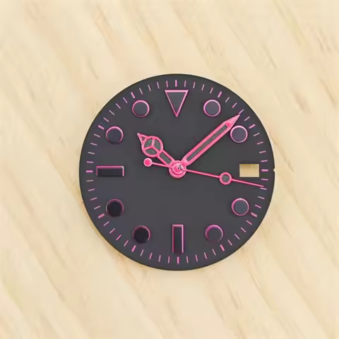 28.5mm No logo Case Mod Parts Sterile Pink Black Matte Watch Dial Suitable for Seiko Active GMT NH35