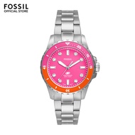 Fossil Women's Fossil Blue Dive Analog Watch ( ES5351 ) - Quartz, Silver Case, Round Dial, 18 MM Silver Stainless Steel Band