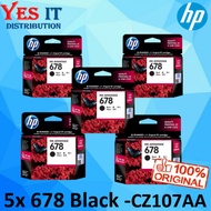 5 x HP 678 Black Ink Cartridge (CZ107AA)(Expired on DEC 2025)