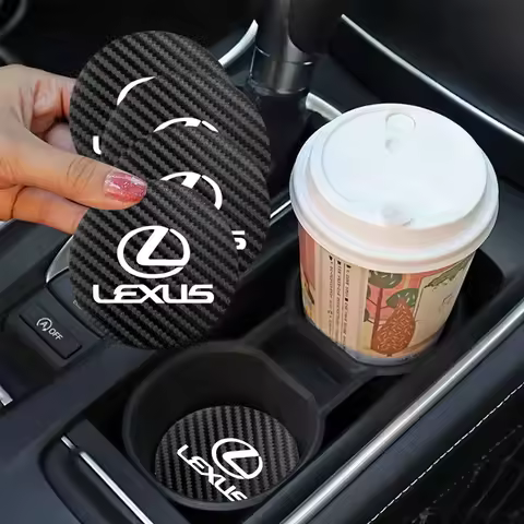 2Pcs Car Coaster Water Cup Slot Non-Slip Mat Accessories For Lexus GS IS LS500h ES260 ES300h RX350h 