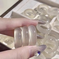 【恒盛五金百货jiaobi21.my】 热卖jade ring天然玛瑙白月光玉髓冰种戒指女小众男女戒圈素圈情侣指环礼物新款 【0728t9k1P8hRS】