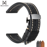 Handmade Watch Band Genuine Cow Leather Watch Strap With Butterfly Buckle Bracelet For MONTBLANC Tud