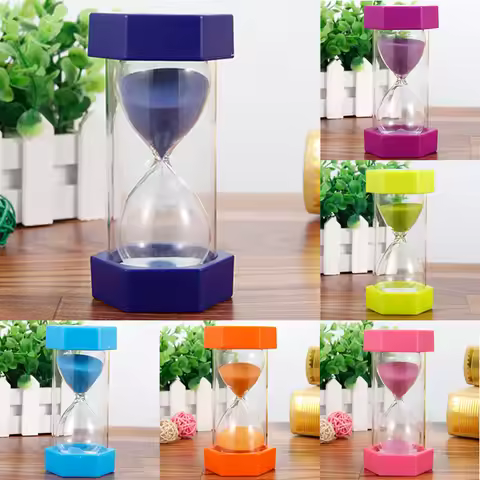 5/10/15/20/30min Colorful Sandglass Hour-glass Sand Clock Egg Kitchen Timer Supplies Home Decoration