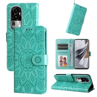 XICCI Flip Case for OPPO Reno 10 5G/Reno 10Pro 5G Phone Case Sunflower Embossing Leather Wallet Phon