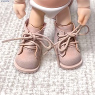 JOSALEM 1pair Bjd Doll Shoe, Pretend Play Handmade Doll Leather Shoes Boots, DIY Toy Black Brown PU 