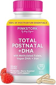 Pink Stork Total Postnatal + DHA: Support for Postpartum + Breastfeeding Vitamins, Nutrients for Mom