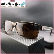 Kacamata Fashion Sporty Pria Lensa Polarized Anti Silau Warna Coklat